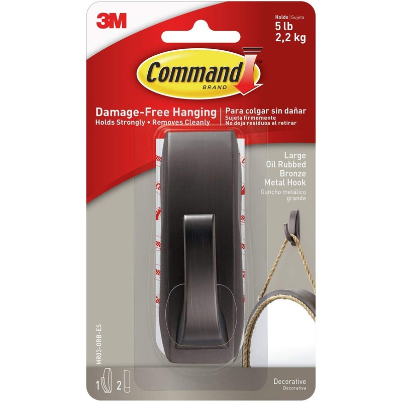 Command Large Modern Reflections Metal Hook, Holds up to 5
