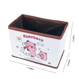 Mangpung Kawaii Collapsible Storage Bin, Cute Capybara Storage Box Foldable Baskets,Office Desk Bathroom Vanity Decor, Cute Capybara Room Decor, for hair accessories,lipstick,makeup brush...