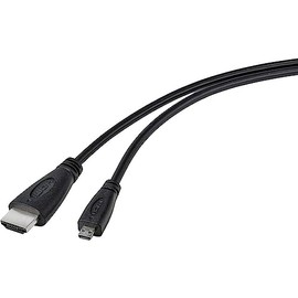 TRU COMPONENTS HDMI Cable Raspberry Pi [1x HDMI Male to 1x HDMI Male D Micro] 1.80m Black