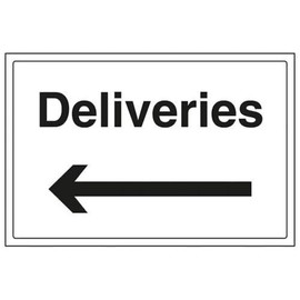 V Safety Deliveries With Arrow Left Sign - 300mm x 200mm - 1mm Rigid Plastic