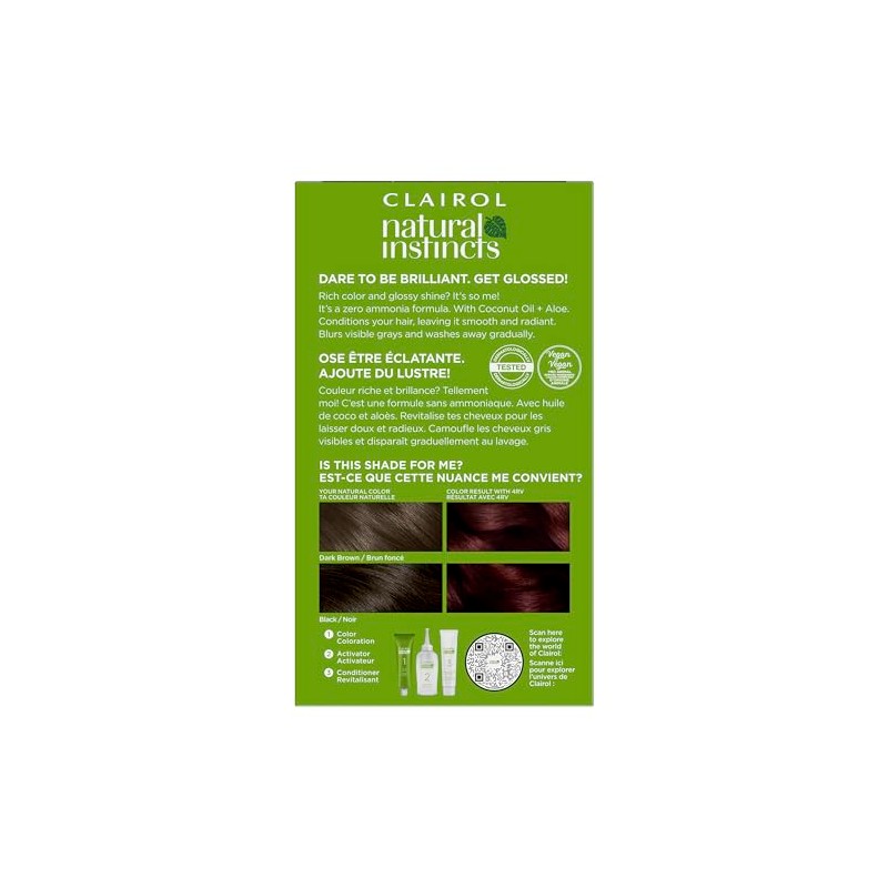 Clairol Natural Instincts café coloración del cabello, 4rv Dark Burgundy/Rich