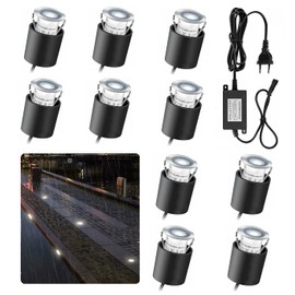 10 LED Recessed Spotlights White LED Recessed Floor Spotlight Outdoor IP67 Waterproof 0.6 W Diameter 32 mm Indoor Outdoor Patio Kitchen Garden 4000 K 12 V