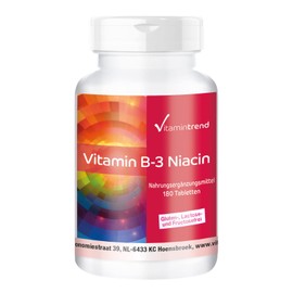 Vitamin B3 Niacin 100 mg - 180 Tablets - For 6 Months - Vegan | Vitamintrend®