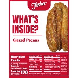 Fisher Snack Glazed Pecans Candied, 24 oz (Pack of 1), Junior Mammoth Candied Pecans, Perfect for Gifting or Personal Enjoyment, Crunchy, and Irresistibly Sweet