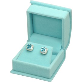 Sky Blue Color Luxury Velvet Multiple Use Earring Necklace Pendant Jewelry Gift Box for Wedding, Birthday, Valentine' Day, Mother's Day, Christmas...Comes with an Extra Individual White Packer Box Size 2.15〞(W)*2.15〞(D)*1.65〞(H)( Jewelry not included)