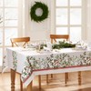 Winter Holiday Berry Christmas Fabric Tablecloth, Multi, 60"x144"