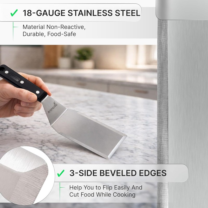 Stainless Steel Spatula Set - Heavy Duty Spatula and Scraper