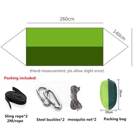 Outdoor Camping Hammocks with Mosquito Net, Portable Hammock, Parachute Tent for Two People, 260 x 140 cm, Weight Capacity: 200 kg, Camouflage Color
