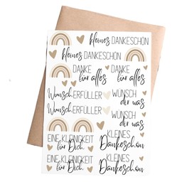 Rub-On Sticker "kleines Dankeschön" A6 RANDLOS | geeignet für Raysin, Keraflott oder Glas | Rub Ons Aufkleber zum Basteln und Dekorieren | für Selbstbedienungshäuschen