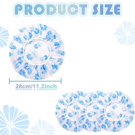 18Pcs Plastic Shower Caps for Women Waterproof Bath Caps Bathing Hair Cap Reusable Shower Caps for Shower,Spa,Salon,Housework,Girls,Home,Travel (Blue-Flower)