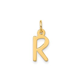 10k Yellow Gold Letter R Pendant for Women, Real Gold Monogram Charm with Polished Finish, Minimalist Initial Necklace or Alphabet Bracelet Charm, Custom Jewelry for Name and Identity