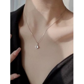 Pendant Necklace Dainty Necklaces for Women Silver Chain Necklace Women with Moon Cubic Zirconia Birthday Gifts for Women Mom Best Friend Her