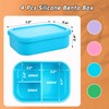Layhit 4 Pcs Silicone Bento Box Reusable 3 Compartment Silicone