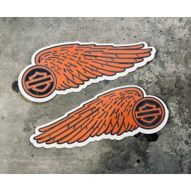 Hedstrom Manufacturing Set of 2 Vintage Winged Harley Davidson Tank Decals Dyna FXR Sportster Softail O