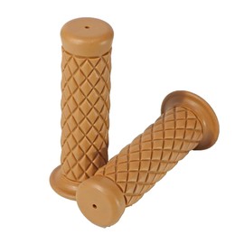 MOTO BASE Motorcycle Rubber Handle Grip for 0.9 inch (22.2 mm) (7/8) Diamond Pattern | Non-Piercing | General Purpose | MBGLP-03 | Light Brown