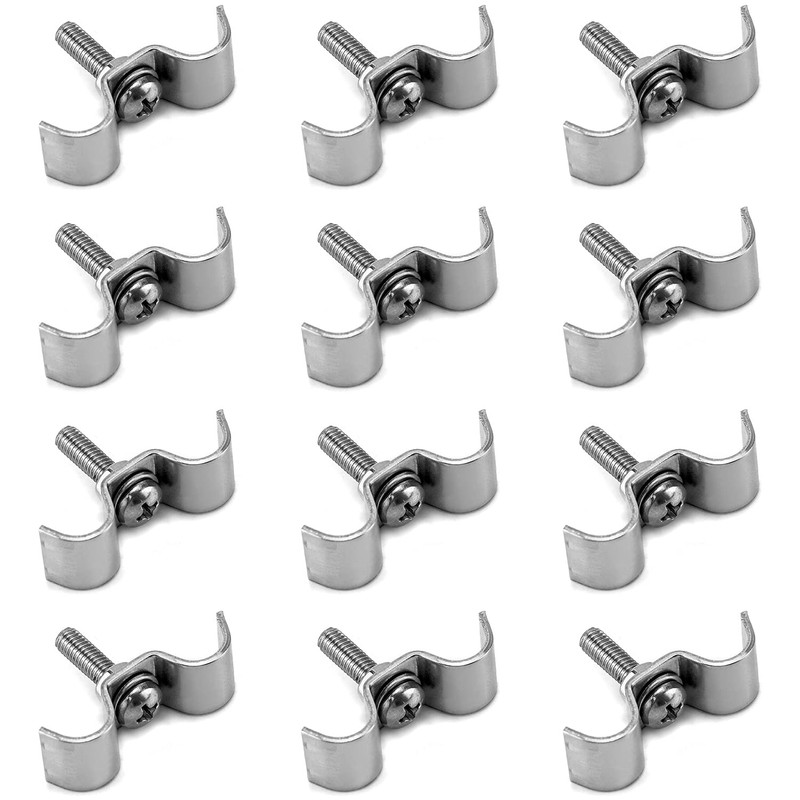 QWORK Stainless Steel Double Line Clamp, 12 Pack 3/8" Fuel