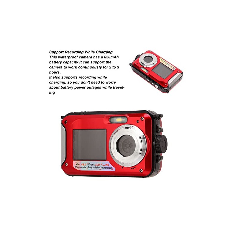 Waterproof Digital Camera, Full HD 2.7K 48MP 10ft Waterproof Underwater