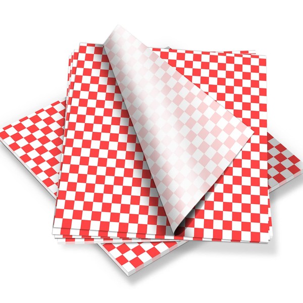 100Pcs Greaseproof Paper Sheets,Food Ggrade Wrap Paper Sheets Waterproof Checkered Basket Liners Oil-Proof Baking Paper Circles for Deli Sandwich Cakes Cheese10x11"