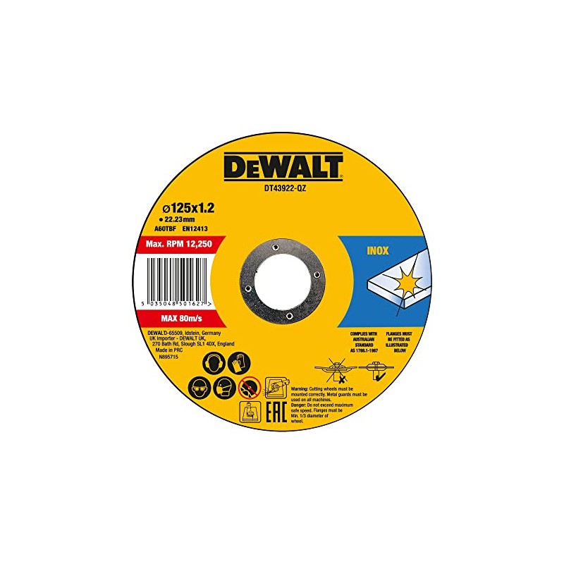 DEWALT 125 x 1.2mm Thin Cut Cutting Discs - Pack