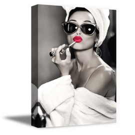 Funny Ugly Christmas Sweater Hepburn Fans New Audrey Hepburn Photo Canvas Pretty Lips Cute Hepburn Portrait Artwork 24" x 36" NO FRAME