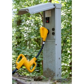 Camco PowerGrip Camper/RV Dogbone Electrical Adapter | Features 30-Amp Male (NEMA TT-30P) and 50-Amp Female (NEMA 14-50R) Ends | Rated for 125V/3750W (21051)