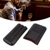 Leather Cigar Case Portable 3 Finger Cigar Humidor Carrying Case