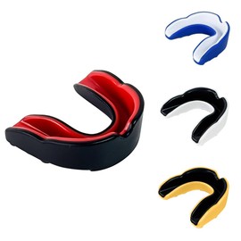 Gum Shield Kids | Mouth Guard Boxing | Rugby Mouth Guard | Unisex and Dual Layer with Premium Protection Suitable for All Contact Sport (Black+Red)
