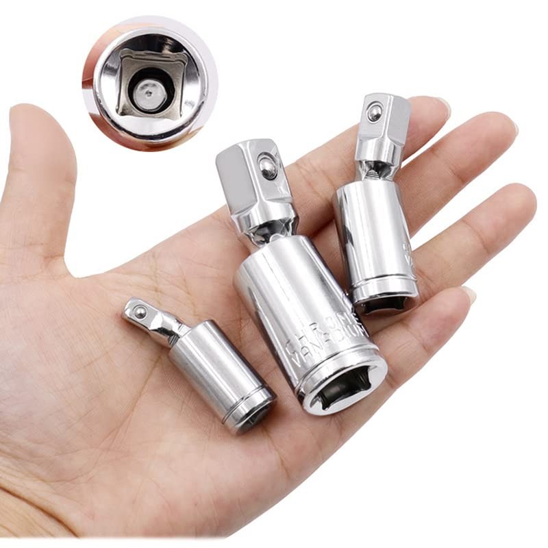 Bestgle 3pcs 1/4" 3/8" 1/2" Universal Joint Impact Socket Wrench