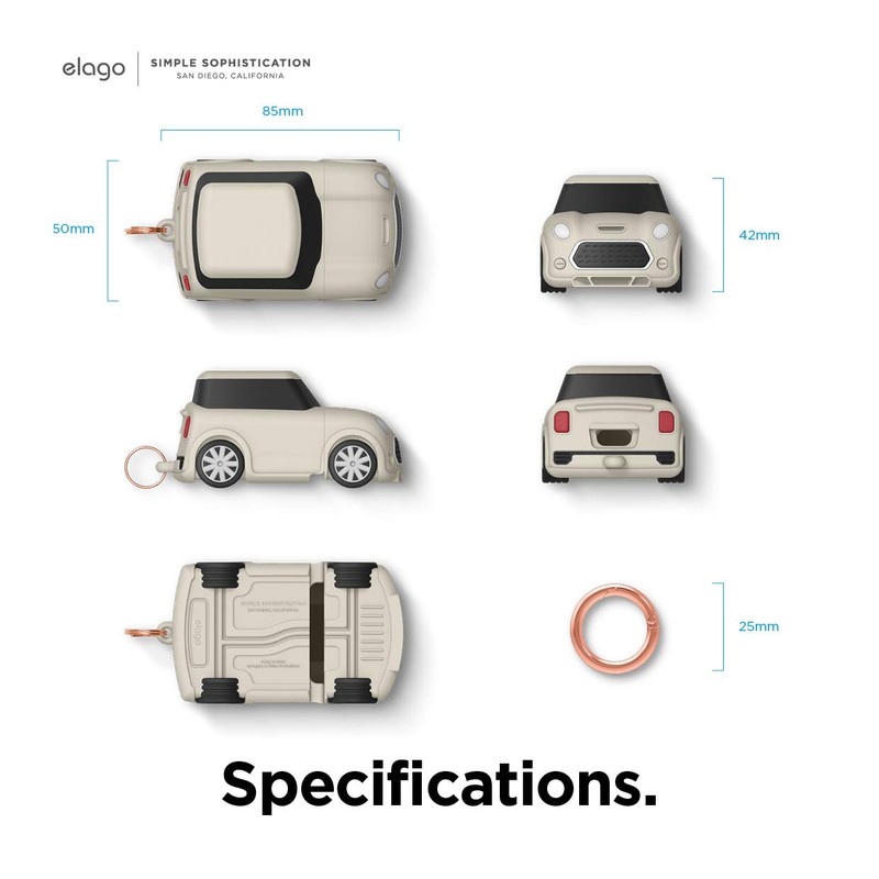elago MINI CAR Case with Keychain Designed for AirPods 2,