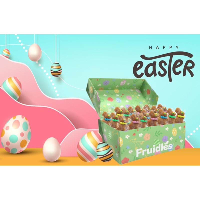 Fruidles Easter Bunny Lollipops Suckers, Colorful Easter Eggs, Fat-Free -