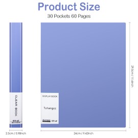 Tuhangcc Binder with Plastic Sleeves 30-Pocket with Clear Sheet Protectors 8.5"x11", Heavy Duty Art Portfolio Folder, Presentation Book Display 60 Pages of Document Organizer (Ultramarine)