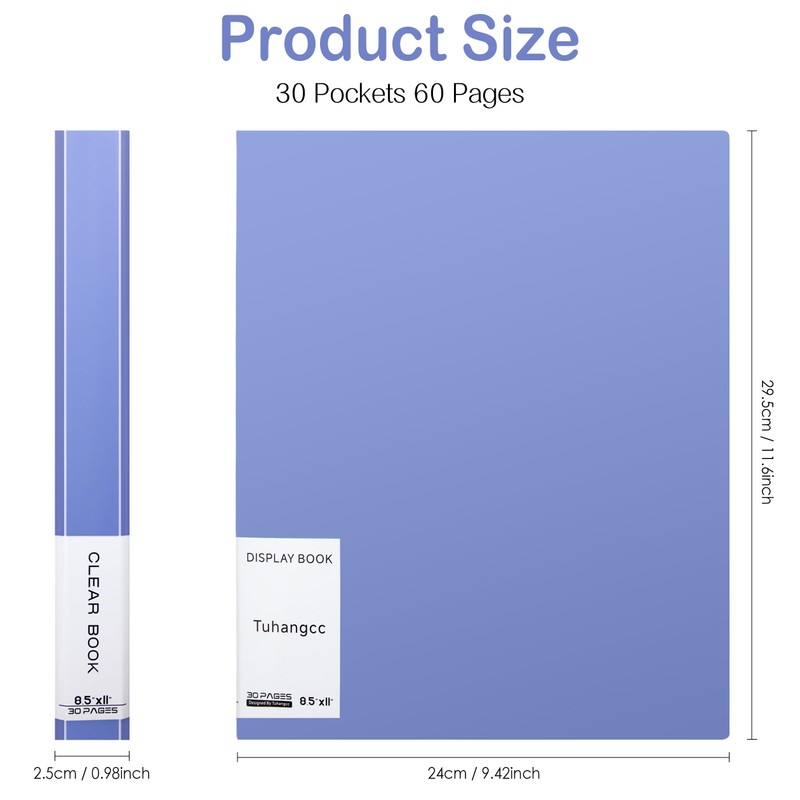 Tuhangcc Binder with Plastic Sleeves 30-Pocket with Clear Sheet Protectors