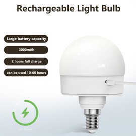 Cadrim E12 Rechargeable Led Bulb Dimmable, Candelabra Bulb,Magnetic E12 Smart Bulb Detachable with Remote and Timer, Battery Operated Backup for Lamps and Sconces, 3 Color Temperatures +12 RGB Colors