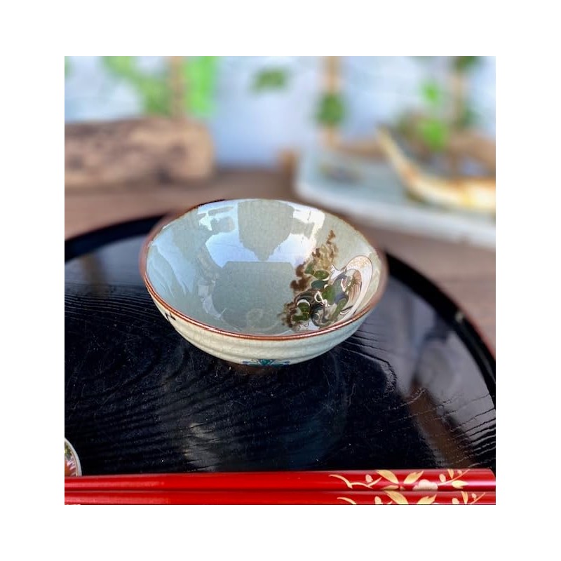 Kutani [Rice Bowl] Large Wind God Raijin Nakura