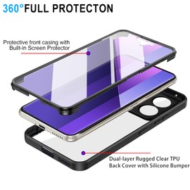 MRRSIWEI for Xiaomi Redmi Note 13 Pro Plus/Note 13 Pro+ Case, [Built-in Screen Protector] [Military Grade Shockproof] 360° Full Body Rugged Case for Xiaomi Redmi Note 13 Pro Plus.Full Purple