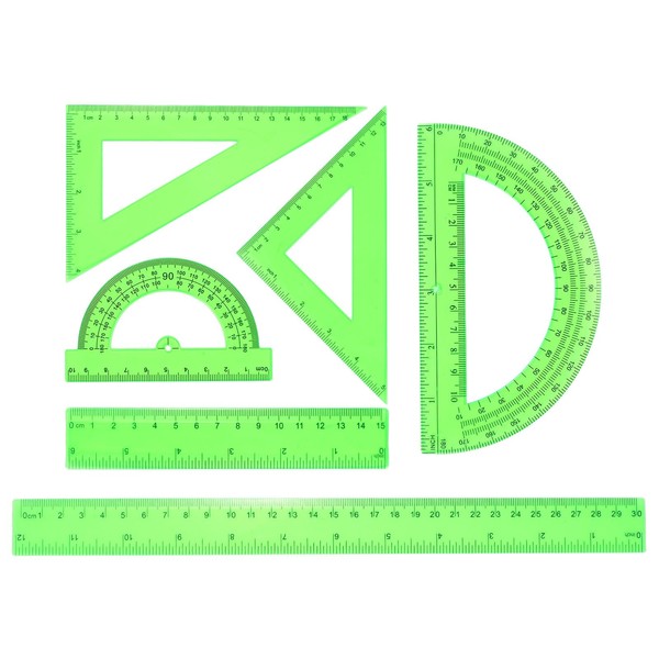 sourcing map 6pcs Triangular Ruler Set 15/30cm Plastic Metric Inch