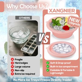 XANGNIER Face Bowl for Ice with Built-In Ice Tray – Collapsible Silicone Facial Ice Bath Bowl for Cold Plunge Therapy, Skin Tightening & Acne Relief – Black Portable Spa Tool for Home & Travel