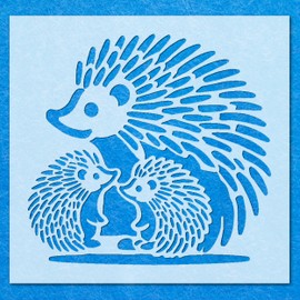 Hedgehog Family Stencil: Mylar Airbrush Wall Art Painting Crafts - 190 Micron-A5 Stencil - Design Size (114 x 108 mm)