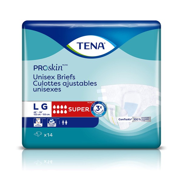 Tena ProSkin Unisex Incontinence Adult Diapers, Maximum Absorbency, Large, 14 ct