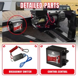 Jack Boss Trailer Brakes Breakaway Kit，12V Side Load Break-Away Controller System with Switch and LED Indicator，Universal Waterproof Trailer Brake Controller for Trailer Vehicle Automotive