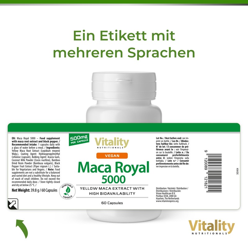 Maca High Dose with 500 mg per Capsule (Pack of