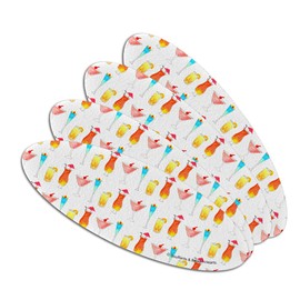 Classy Cocktails Happy Hour Drinks Pattern Double-Sided Oval Nail File Emery Board Set 4 Pack