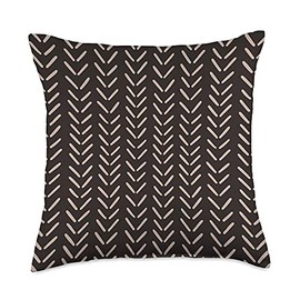 Abstract Lines Pattern in Beige on Black AEY316 Throw Pillow