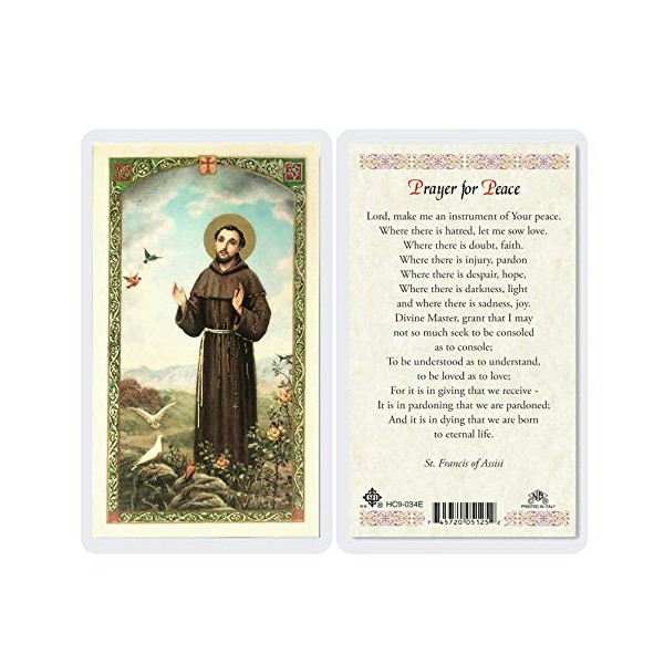 St Francis - Prayer for Peace Holy Card (HC9-034E) - Laminated