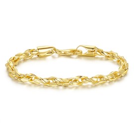 OR OLD RUBIN Gold Bracelets for Women 14K Gold Bracelet Dainty Bracelets for Womens Braided Chain Bracelet for Women Men 7in