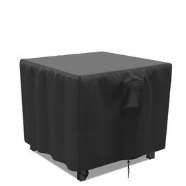 Fenghome Fire Pit Cover, Waterproof Square Fire Pit Cover with Adjustable Hem for Garden Furniture Fire Pit Table Heavy Duty Windproof Outdoor Fireplace Cover-84x84x44cm (Black)