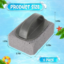 6 Pcs Hand Held Pools Pumice Stone Pool Cleaning Block with Handle Swimming Pumice Pool Tile Stone for Pools Spa Tile Swimming Pools Spa Tile Grout Concrete Cleaning