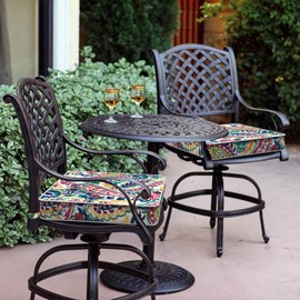 LVTXIII Patio Chair Cushions 19"x19"x3", Water-Repellent Outdoor Seat Cushions for Patio Furniture, Square Chair Pads with Ties for Home Garden Decoration, Set of 2, Vigour Paisley