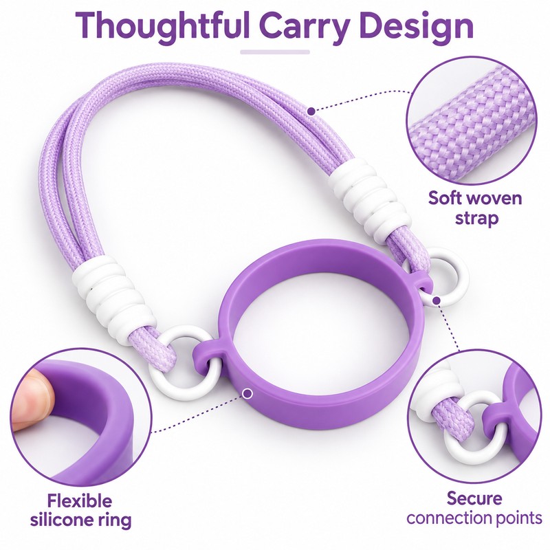 Silicone Water Bottle Handle Strap for Carrying – Portable Sling