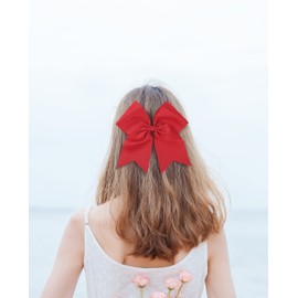 AMYDECOR 7 Inch Jumbo Solid Color Bows with Alligator Hair Clips For Girls and Women (Red)